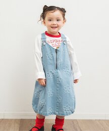 BREEZE | フラワーデニムジャンスカ(ジャンパースカート)