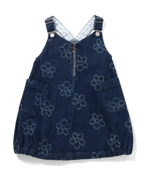 BREEZE（ブリーズ）の「フラワーデニムジャンスカ（ジャンパースカート・キッズ・ネイビー/サックスブルー・130/120/100/110/90/80）」の8枚目の写真