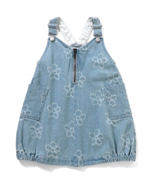 BREEZE（ブリーズ）の「フラワーデニムジャンスカ（ジャンパースカート・キッズ・ネイビー/サックスブルー・130/120/100/110/90/80）」の10枚目の写真