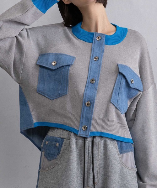 MARECHAL TERRE（マルシャルテル）の「ニットカーディガン（ニット/セーター・レディース・グレー/ネイビー/アイボリー/ブラック・MEDIUM）」の4枚目の写真