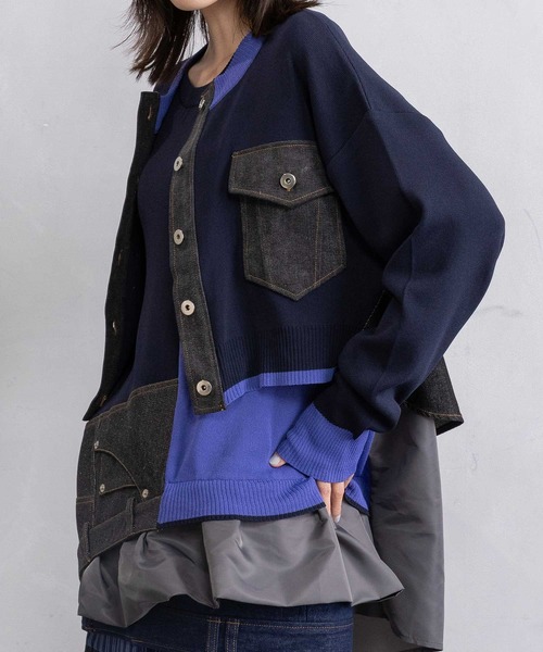 MARECHAL TERRE（マルシャルテル）の「ニットカーディガン（ニット/セーター・レディース・グレー/ネイビー/アイボリー/ブラック・MEDIUM）」の6枚目の写真