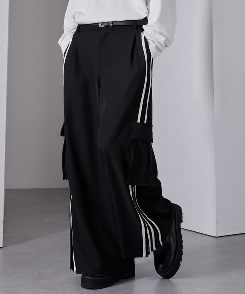 Loose/ルース（ルース）の「4ライン ジップカーゴワイドパンツ（カーゴパンツ・メンズ・ブラック/アッシュグレー/ネイビー・L/S/M）」の2枚目の写真