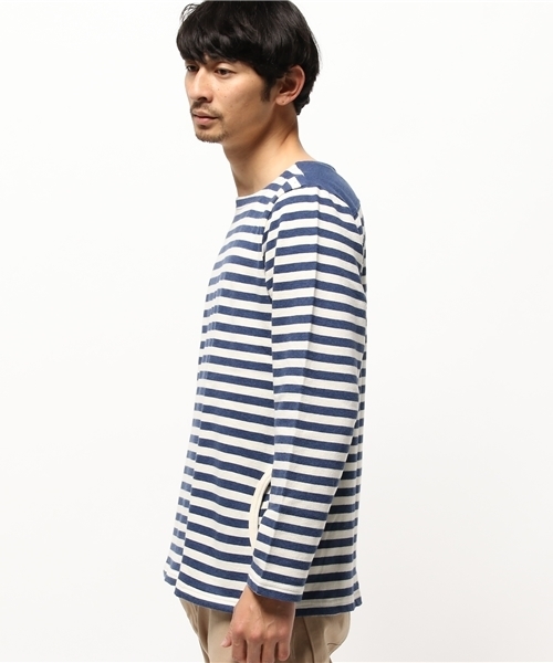 OUTLET(アウトレット)の「【Ciaopanic】裏毛ボーダーボートネック(Tシャツ/カットソー・メンズ・ネイビー/アイボリー・LARGE/MEDIUM)」の3枚目の写真