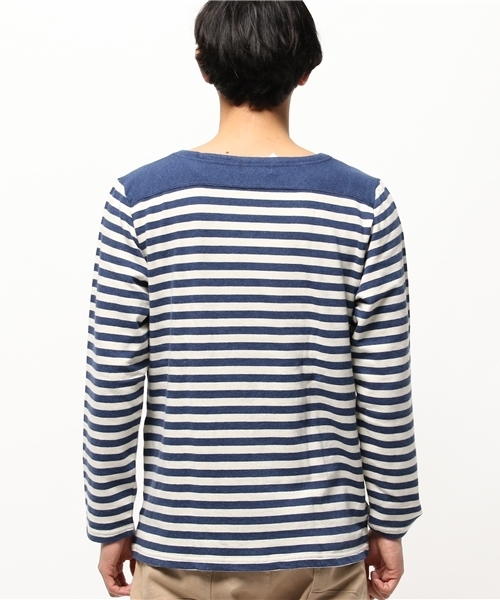OUTLET(アウトレット)の「【Ciaopanic】裏毛ボーダーボートネック(Tシャツ/カットソー・メンズ・ネイビー/アイボリー・LARGE/MEDIUM)」の4枚目の写真