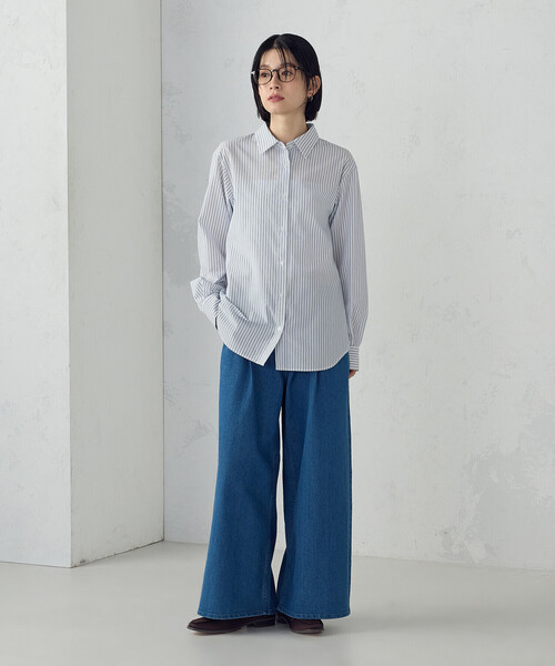 COMME CA ISM(コムサイズム)の「ストライプシャツ(シャツ/ブラウス・レディース・グレー/ブルー・SMALL/MEDIUM/LARGE/X-LARGE)」の3枚目の写真