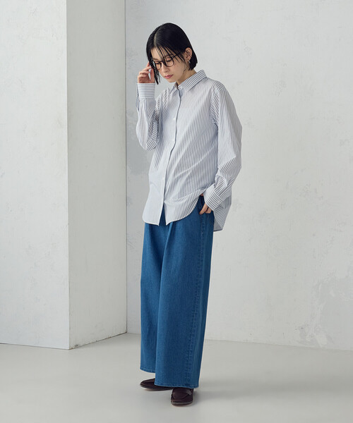 COMME CA ISM(コムサイズム)の「ストライプシャツ(シャツ/ブラウス・レディース・グレー/ブルー・SMALL/MEDIUM/LARGE/X-LARGE)」の4枚目の写真