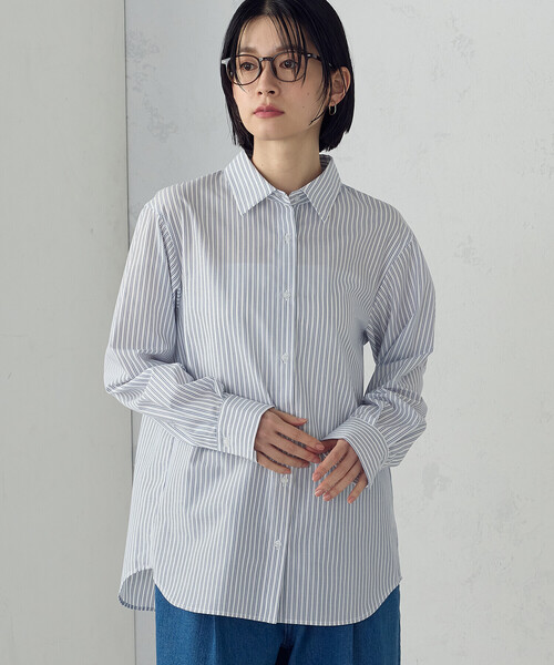 COMME CA ISM(コムサイズム)の「ストライプシャツ(シャツ/ブラウス・レディース・グレー/ブルー・SMALL/MEDIUM/LARGE/X-LARGE)」の12枚目の写真