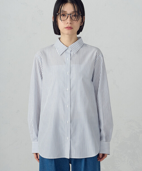 COMME CA ISM(コムサイズム)の「ストライプシャツ(シャツ/ブラウス・レディース・グレー/ブルー・SMALL/MEDIUM/LARGE/X-LARGE)」の13枚目の写真