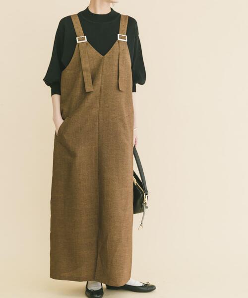 ITEMS URBANRESEARCH(アイテムズ アーバンリサーチ)の「『UVカット/接触冷感』ホップサックジャンパースカート(楽着シリーズ)(ワンピース・レディース・ブラック/ブラウン・FREE)」の2枚目の写真