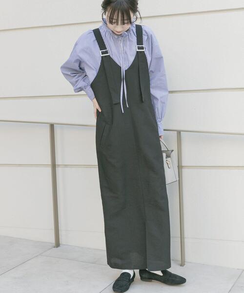 ITEMS URBANRESEARCH(アイテムズ アーバンリサーチ)の「『UVカット/接触冷感』ホップサックジャンパースカート(楽着シリーズ)(ワンピース・レディース・ブラック/ブラウン・FREE)」の1枚目の写真