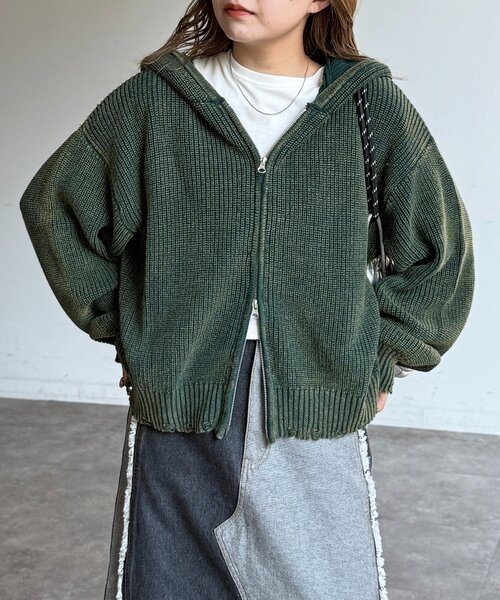 CPCM（シーピーシーエム）の「ダメージピグメントパーカー（パーカー・レディース・グリーン/ブルー/ブラック・FREE）」の3枚目の写真