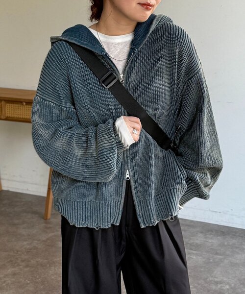 CPCM（シーピーシーエム）の「ダメージピグメントパーカー（パーカー・レディース・グリーン/ブルー/ブラック・FREE）」の12枚目の写真