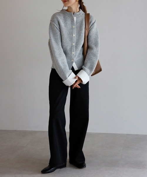 シャツレイヤード風ニットカーディガン（カーディガン/ボレロ