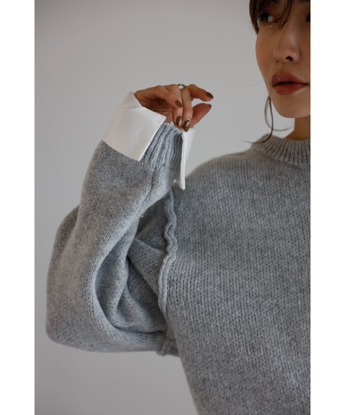 シャツレイヤード風ニットカーディガン（カーディガン/ボレロ