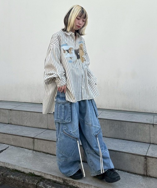 Candy Stripper（キャンディストリッパー）の「8 POCKETS CARVE DENIM パンツ（デニムパンツ・レディース・ブルー系その他/ライトインディゴブルー・FREE）」の3枚目の写真