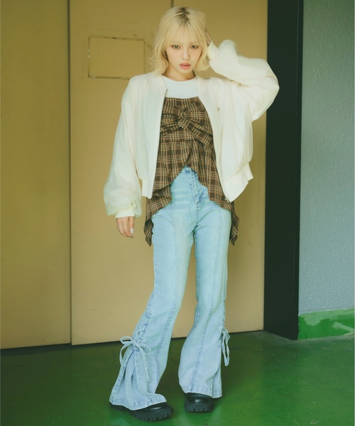 LOVETOXIC（ラブトキシック）の「レースアップフレアデニムパンツ（その他パンツ・キッズ・グレー/ブルー・L:160cm/M:150cm/S:140cm/130cm）」の5枚目の写真