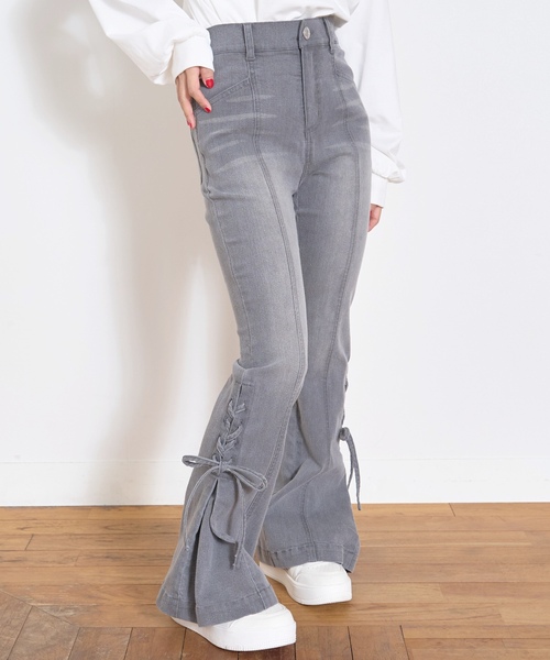LOVETOXIC（ラブトキシック）の「レースアップフレアデニムパンツ（その他パンツ・キッズ・グレー/ブルー・L:160cm/M:150cm/S:140cm/130cm）」の9枚目の写真