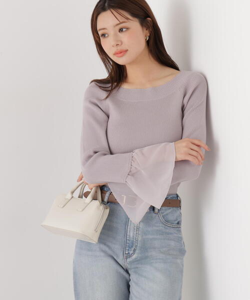 PROPORTION BODY DRESSING（プロポーションボディドレッシング）の「シアー切り替えスリーブニット / 1216170200（ニット/セーター・レディース・パープル/ブラック/ブルー・FREE）」の3枚目の写真