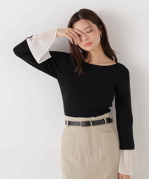 PROPORTION BODY DRESSING（プロポーションボディドレッシング）の「シアー切り替えスリーブニット / 1216170200（ニット/セーター・レディース・パープル/ブラック/ブルー・FREE）」の17枚目の写真