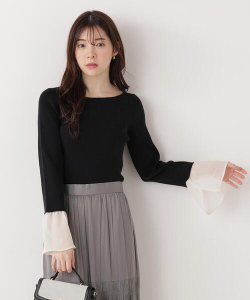 PROPORTION BODY DRESSING（プロポーションボディドレッシング）の「シアー切り替えスリーブニット / 1216170200（ニット/セーター・レディース・パープル/ブラック/ブルー・FREE）」の14枚目の写真