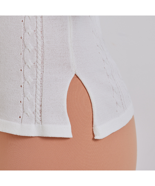 J.JANE（ジェイジェーン）の「サマー透かしポロニット (ホワイト)（ニット/セーター・レディース・ホワイト・S/M）」の6枚目の写真