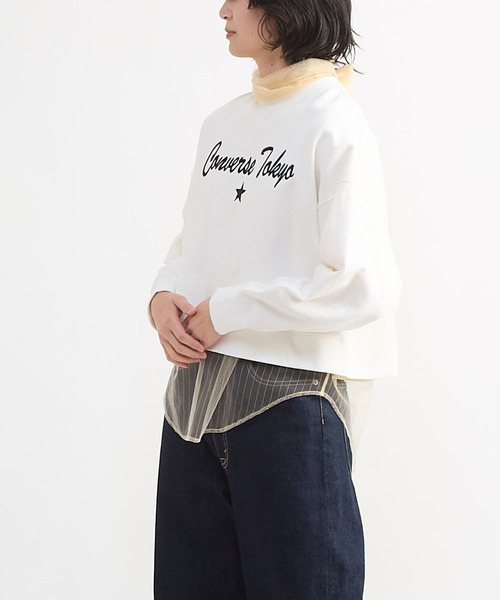 CONVERSE TOKYO(コンバーストウキョウ)の「EMBROIDERED LOGO CROPPED SWEAT(スウェット・レディース・ホワイト/グレー/ブラック・FREE)」の9枚目の写真