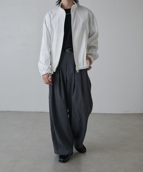 Lui's(ルイス)の「ウォッシャブルダブルクロスサテンブルゾン(ブルゾン・メンズ・ブラック/ホワイト・S/M)」の14枚目の写真