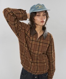 WISH FOR EVER（ウィッシュフォーエバー）の「【 3color / 3size 】FAKE LEATHER COLLAR ASSORT CHECK JACKET（ブルゾン）」