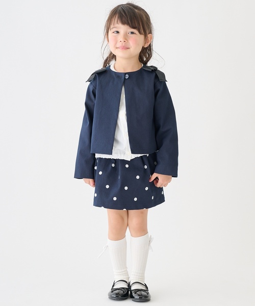 petit main（プティマイン）の「リボンショートジャケット（ブルゾン・キッズ・ドット/ネイビー・L/S/M）」の6枚目の写真