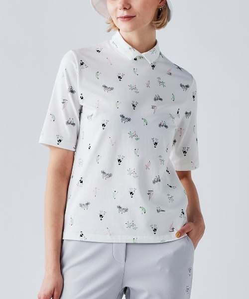 Picone CLUB(ピッコーネクラブ)の「UV冷感五分袖コットンプルオーバー(Tシャツ/カットソー・レディース・ブラック/ホワイト/ライトグリーン/ピンク・13号/11号/9号)」の2枚目の写真
