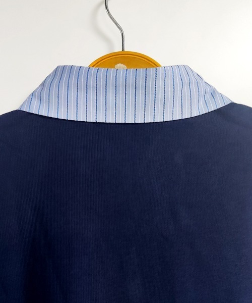 ONEP STAR(ワンピスター)の「レイヤード風ベスト×ストライプシャツ(シャツ/ブラウス・レディース・グリーン/ネイビー・MEDIUM/LARGE/X-LARGE)」の12枚目の写真