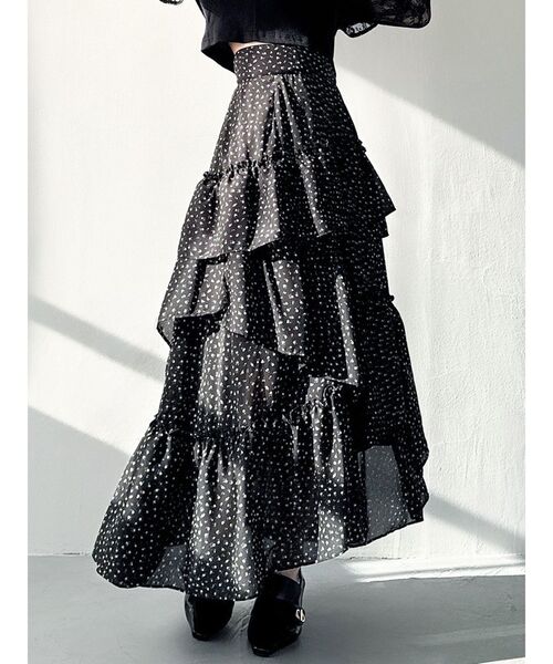 RESEXXY（リゼクシー）の「ランダムヘムフレアロングスカート（スカート・レディース・ブラック/アイボリー/ホワイト・FREE）」の3枚目の写真