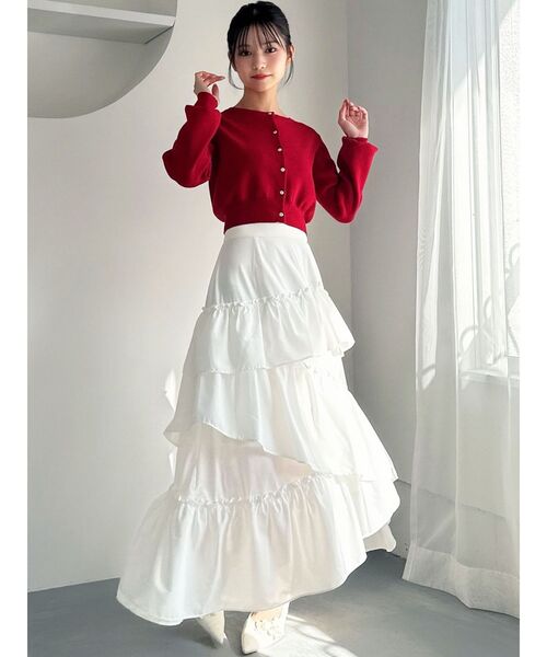 RESEXXY（リゼクシー）の「ランダムヘムフレアロングスカート（スカート・レディース・ブラック/アイボリー/ホワイト・FREE）」の4枚目の写真