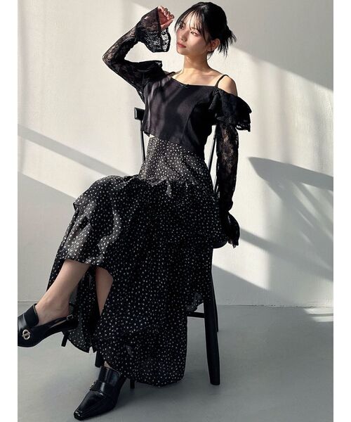 RESEXXY（リゼクシー）の「ランダムヘムフレアロングスカート（スカート・レディース・ブラック/アイボリー/ホワイト・FREE）」の9枚目の写真