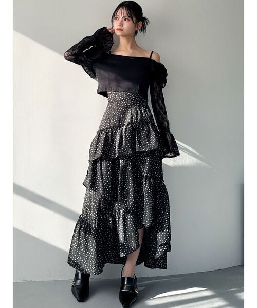 RESEXXY（リゼクシー）の「ランダムヘムフレアロングスカート（スカート・レディース・ブラック/アイボリー/ホワイト・FREE）」の12枚目の写真