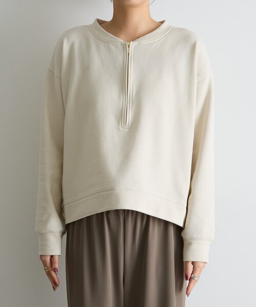Jena espace merveilleux(ジェナ エスパスメルヴェイユ)の「裏毛ハーフジッププルオーバー(Tシャツ/カットソー・レディース・チャコールグレー/アイボリー/ライトグレー・FREE)」の5枚目の写真