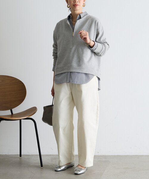 Jena espace merveilleux(ジェナ エスパスメルヴェイユ)の「裏毛ハーフジッププルオーバー(Tシャツ/カットソー・レディース・チャコールグレー/アイボリー/ライトグレー・FREE)」の11枚目の写真