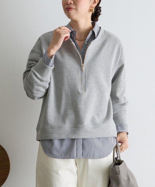 Jena espace merveilleux(ジェナ エスパスメルヴェイユ)の「裏毛ハーフジッププルオーバー(Tシャツ/カットソー・レディース・チャコールグレー/アイボリー/ライトグレー・FREE)」の15枚目の写真