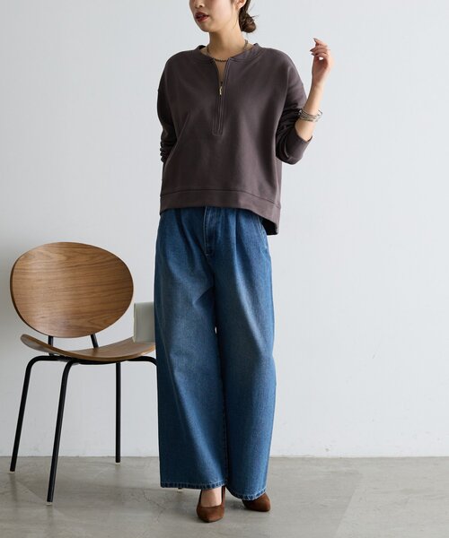 Jena espace merveilleux(ジェナ エスパスメルヴェイユ)の「裏毛ハーフジッププルオーバー(Tシャツ/カットソー・レディース・チャコールグレー/アイボリー/ライトグレー・FREE)」の20枚目の写真