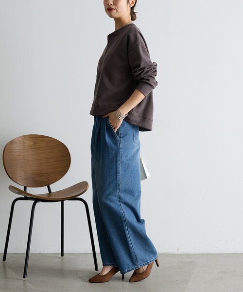 Jena espace merveilleux(ジェナ エスパスメルヴェイユ)の「裏毛ハーフジッププルオーバー(Tシャツ/カットソー・レディース・チャコールグレー/アイボリー/ライトグレー・FREE)」の21枚目の写真