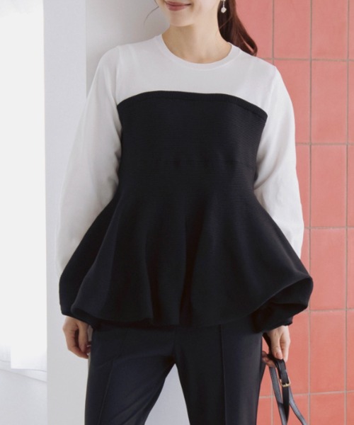Sono(ソーノ)の「【新作 3/13発売】【SONO/ソーノ】バウンスビスチェニットプルオーバー(Tシャツ/カットソー・レディース・ホワイト/ブラック・F)」の2枚目の写真