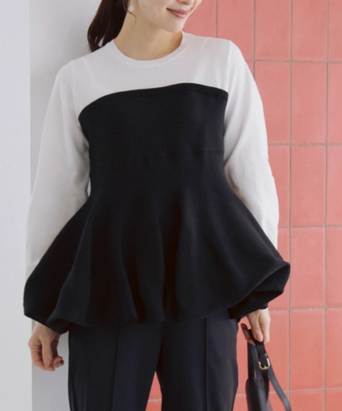Sono(ソーノ)の「【新作 3/13発売】【SONO/ソーノ】バウンスビスチェニットプルオーバー(Tシャツ/カットソー・レディース・ホワイト/ブラック・F)」の3枚目の写真