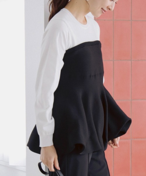 Sono(ソーノ)の「【新作 3/13発売】【SONO/ソーノ】バウンスビスチェニットプルオーバー(Tシャツ/カットソー・レディース・ホワイト/ブラック・F)」の4枚目の写真