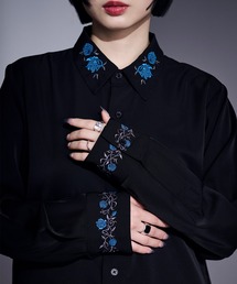 Ellno Loset | 【UVカット＆イージーケア】ローズ刺繍トロミシャツ(シャツ/ブラウス)