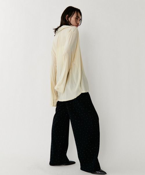 VION（ヴィオン）の「Sheer Velour Long Sleeve Shirt / シアーベロアロングスリーブシャツ（シャツ/ブラウス・レディース・ブルー/ブラック/イエロー・FREE）」の6枚目の写真