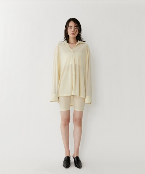 VION（ヴィオン）の「Sheer Velour Long Sleeve Shirt / シアーベロアロングスリーブシャツ（シャツ/ブラウス・レディース・ブルー/ブラック/イエロー・FREE）」の8枚目の写真