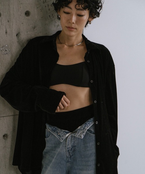 VION（ヴィオン）の「Sheer Velour Long Sleeve Shirt / シアーベロアロングスリーブシャツ（シャツ/ブラウス・レディース・ブルー/ブラック/イエロー・FREE）」の22枚目の写真