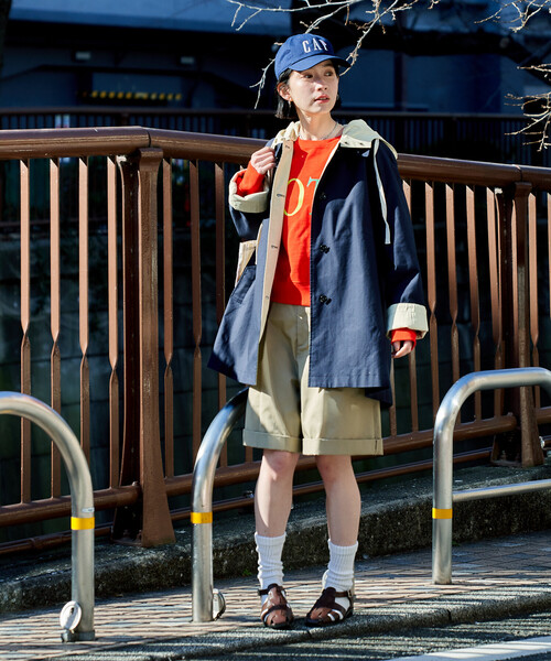 FREAK'S STORE(フリークスストア)の「2way フード付き ステンカラーコート/ミドル丈ステンカラーコート/スプリングコート(ステンカラーコート・レディース・ネイビー/ベージュ・フリ-)」の6枚目の写真