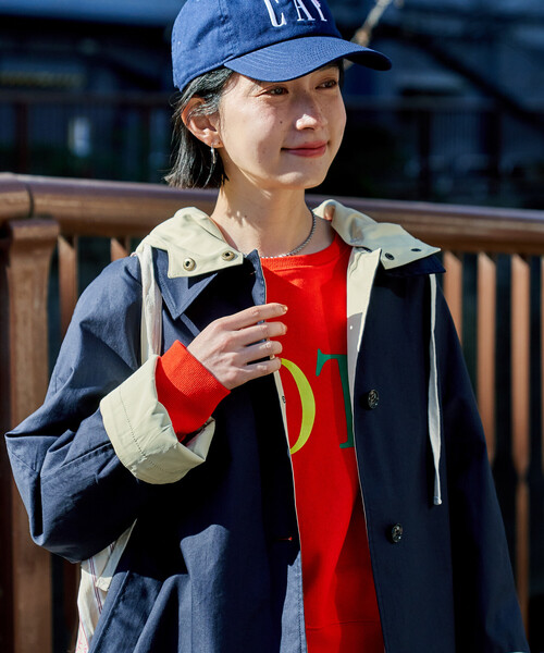FREAK'S STORE(フリークスストア)の「2way フード付き ステンカラーコート/ミドル丈ステンカラーコート/スプリングコート(ステンカラーコート・レディース・ネイビー/ベージュ・フリ-)」の17枚目の写真