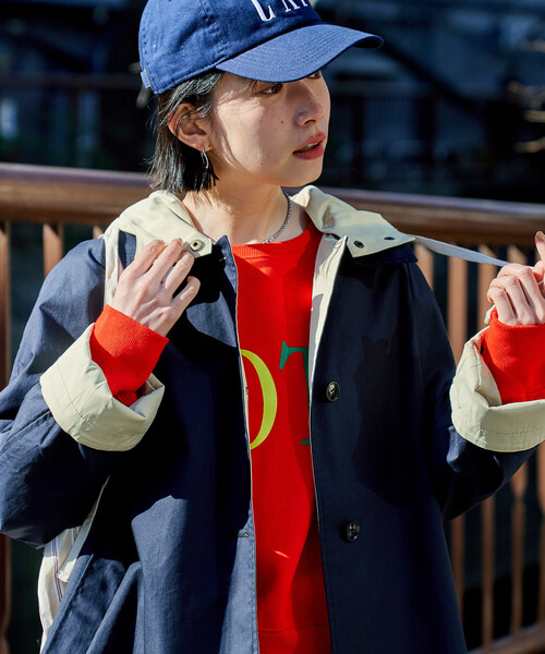 FREAK'S STORE(フリークスストア)の「2way フード付き ステンカラーコート/ミドル丈ステンカラーコート/スプリングコート(ステンカラーコート・レディース・ネイビー/ベージュ・フリ-)」の18枚目の写真